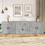 Sale 2025buffets bahut vaisselier - buffets - lot de 3 - gris bton - bois dingnierie8396 kg 7670
