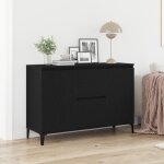 Sale 2025buffet bahut vaisselier enfilade - chne noir bois de chne massif acier enduit de poudre - ...