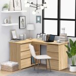 Sale 2025bureau informatique multim�dia - bureau dangle - ch�ne sonoma - 145x100x76 cm - bois ding�nierie5492 ...