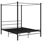 Sale 2025cadre de lit  baldaquin - 2 places - noir 160x200 cm mtal - charge : 280 kg - chill61691