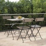 Sale 2025chaises de bistrot pliantes - lot de 4 - fauteuils de jardin - gris rsine tresse acier - 40x45x79 ...
