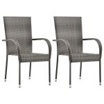 Sale 2025chaises empilables dext�rieur - lot de 2 - fauteuils de jardin - gris r�sine tress�e - 555x535x95 ...