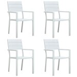 Sale 2025chaises de jardin - lot de 4 - fauteuils de jardin - blanc pehd aspect de bois - 62x555x885 ...