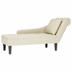 Sale 2025chaise de relaxation - fauteuil long avec coussin et accoudoir droit - cr�me velours - 145x56x70 ...