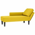 Sale 2025chaise de relaxation - fauteuil long avec coussin et accoudoir droit - jaune velours - 132x56x70 ...
