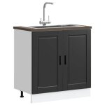 Sale 2025commode bahut cuisine - meuble bas pour �vier - porto - noir 80x46x815 cm bois ing�nierie218 ...