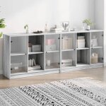 Sale 2025meuble bas bahut vaisselier - biblioth�que avec portes - sonoma gris - 204x37x75 cm7432 kg 9902 ...