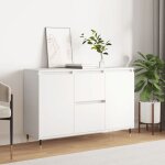 Sale 2025meuble bas bahut vaisselier - buffet blanc 104x35x70 cm - bois dingnierie30 kg 3817