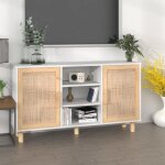 Sale 2025meuble bas bahut vaisselier - buffet blanc 105x30x60 cm - bois de pin massif et rotin naturel1785 ...