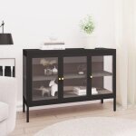 Sale 2025meuble bas bahut vaisselier - buffet noir 105x35x70 cm - acier et verre277 kg 3834
