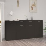 Sale 2025meuble bas bahut vaisselier - buffet noir 160x36x75 cm - bois dingnierie588 kg 9118