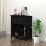 Sale 2025meuble bas bahut vaisselier - buffet noir 70x35x80 cm - bois massif de pin1659 kg 1830
