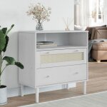 Sale 2025meuble bas bahut vaisselier - buffet senja aspect rotin blanc 80x40x80 cm - bois massif de pin191 ...
