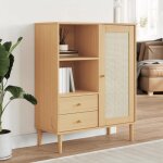 Sale 2025meuble bas bahut vaisselier - buffet senja aspect rotin marron 90x40x112cm - bois massif de ...
