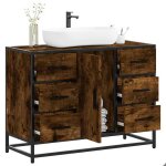 Sale 2025meuble salle de bain suspendu - armoire lavabo de salle de bain - chne fum - bois dingnierie29 ...