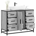Sale 2025meuble salle de bain suspendu - armoire lavabo de salle de bain - sonoma gris - bois dingnierie2895 ...