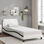 Sale 2025structure / cadre de lit - lit 1 personne - blanc et noir 90x190 cm similicuir22 kg 5034