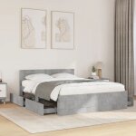 Sale 2025structure / cadre de lit et t�te de lit - lit 2 personnes - gris b�ton - 120x190 cm48. 9 kg ...