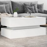 Sale 2025table basse avec lumi�res led - bout de canap� - blanc 90x50x40 cm2746 kg 7607