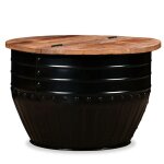 Sale 2025table basse - table d?appoint de salon - bois de rcupration massif forme de baril noir1155 ...