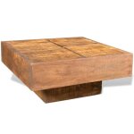 Sale 2025table basse - table d?appoint de salon - carr�e marron - bois massif de manguier22 kg 9984