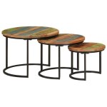 Sale 2025tables gigognes - lot de 3 - tables gigognes de salon - bois massif de r�cup�ration1286 kg 8374 ...