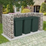 Sale 2026 abri pour poubelle argent - cadre de gabion de poubelle triple acier 250x100x120cm pro583765748 ...