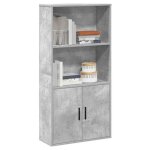 Sale 2026 armoire �tag�re magazine gris - biblioth�que gris b�ton 60x24x120cm - bois ding�nierie pro733122819 ...