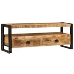 Sale 2026 armoire tv moderne brun - meuble tv 120x35x45cm - bois solide de manguier pro985909340