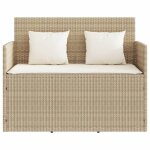 Sale 2026 banc de jardin - burke - banquette balcon - avec coussins - beige r�sine tress�e bb412