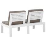 Sale 2026 banc de salon de jardin - burke - banquette balcon - avec coussin - plastique blanc bb297
