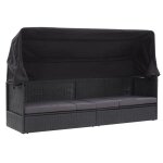 Sale 2026 chaise longue terrasse noir - lit - canap� dext�rieur avec auvent r�sine tress�e noir pro496633777 ...