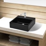 Sale 2026 �vier / lavabo pour cuisine / salle de bain noir - vasque rectangulaire � trou noir en c�ramique ...