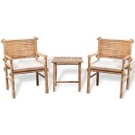 Sale 2026 meuble dext�rieur arri�re - cour terrasse brun - mobilier de bistro 3 pcs avec coussins bambou ...