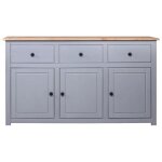 Sale 2026buffet de cuisine stable - placard cabinet bahut gris - buffet gris 135x40x80cm pin solide assortimen ...