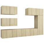 Sale 2026cabinet hifi - pour salon - design �l�gant brun - ensemble de meuble tv 6 pcs ch�ne sonoma bois ...