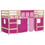 Sale 2026lit mezzanine enfants et jeunes - lit haut - avec rideaux - 1955x955x1135cm rose 90x190cm26. ...