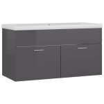 Sale 2026meuble bas grande capacit� / meuble sous vasque gris - armoire d�vier et lavabo int�gr� gris ...