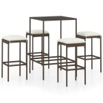 Sale 2026meuble dext�rieur - table et 4 chaises brun - ensemble de bar de jardin 5 pcs coussins r�sine ...