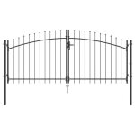 Sale * top portail de jardin - lemon - cl�ture de jardin avec sommet en lame � double battant gris 125x300 ...