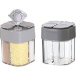 Sali�re et poivri�re en plastique gris 4 en 1 2 pi�ces pour herbes aromatiques pots � �pices de voyage ...