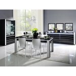 Salle  manger complte lina noire et blanche avec led