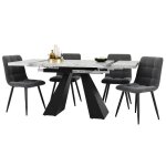 Salle  manger - truxen8 - ensemble extensible - velours gris - table marbre - 4 chaises