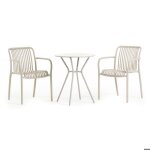 Salon de balcon - nathan - simona - 3 pi�ces - 2 chaises empilables - table ronde 60 cm
