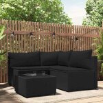 Salon bas de jardin 4 pcs - 4 personnes - avec coussins noir rsine tresse - anti uv?4022584?
