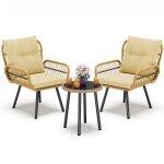 Salon bas de jardin - bealife - 4 coussin lavable dtachable - 2 fauteuil - 1 table basse verre - 2 places ...