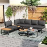 Salon bas de jardin canap� de jardin 5 places avec table basse coussins oreillers pour ext�rieur jardin ...