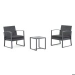 Salon bas de jardin - olbia balcony - 2 fauteuils - table basse en verre - coussins inclus - anthracite ...