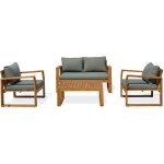 Salon bas de jardin - olive - bois dacacia - 4 places - aracaju