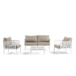 Salon bas de jardin en polypropylène - deux fauteuils + canapé + table basse et coussins hoya 4 personnes ... Salon bas de jardin en polypropylène - deux fauteuils + canapé + table basse et coussins hoya 4 personnes ...